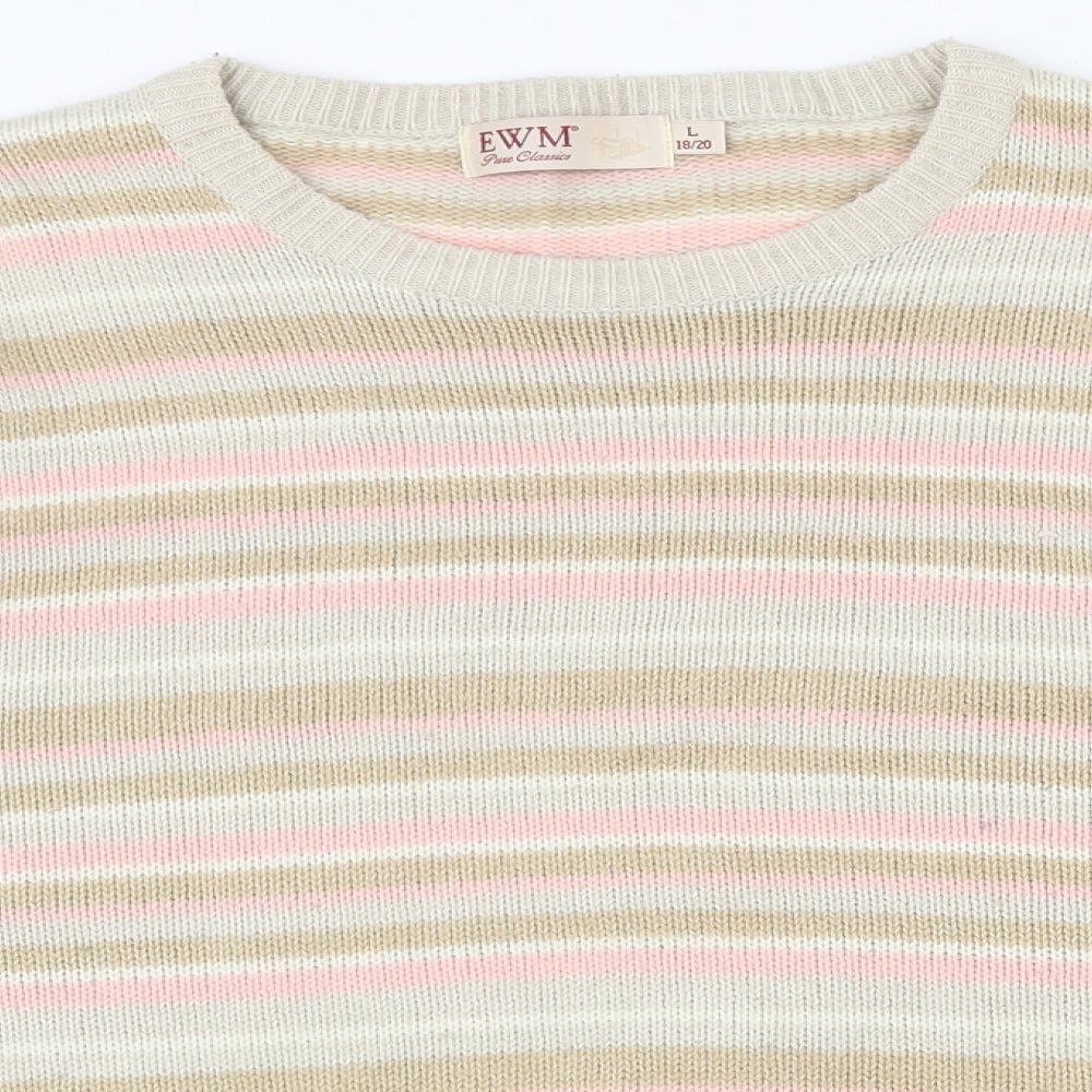 EWM Womens Multicoloured Round Neck Striped Acrylic Pullover Jumper Size 18   - 18-20
