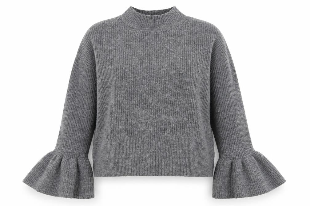Marks and Spencer Womens Grey High Neck  Acrylic Pullover Jumper Size S   - Flared sleeves