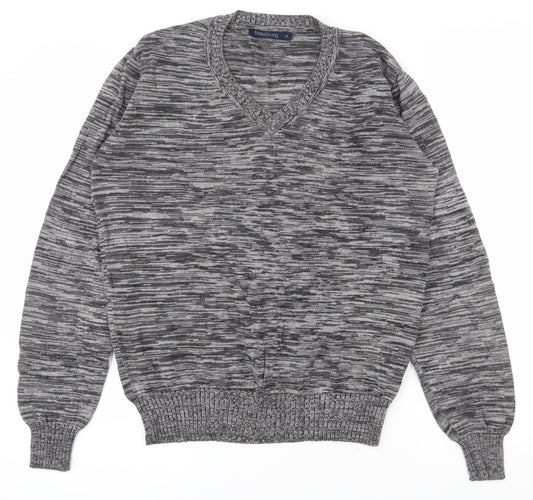 folded&hung Womens Grey V-Neck  Polyester Pullover Jumper Size M