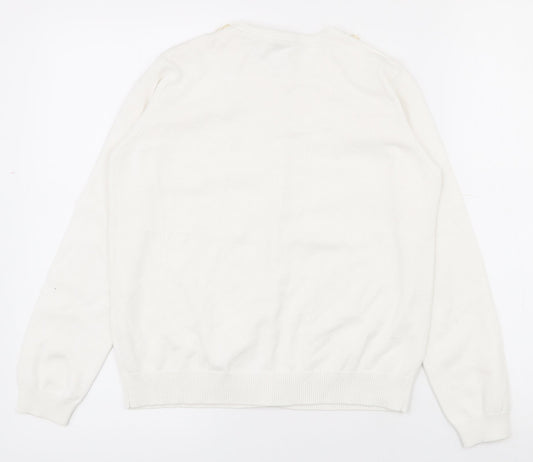 Matalan Girls White Round Neck  100% Cotton Cardigan Jumper Size 13 Years  Button