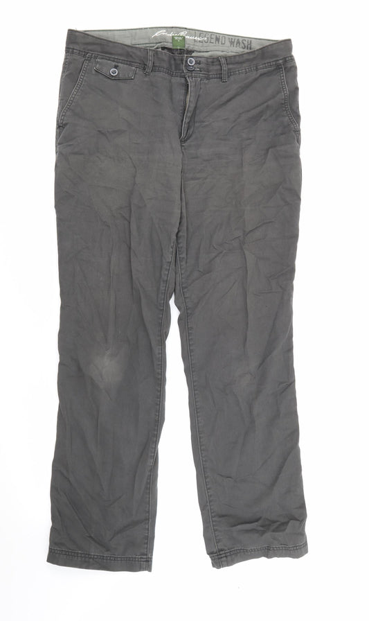 Eddie Bauer Womens Grey  Cotton Trousers  Size 12 L29 in Regular Button