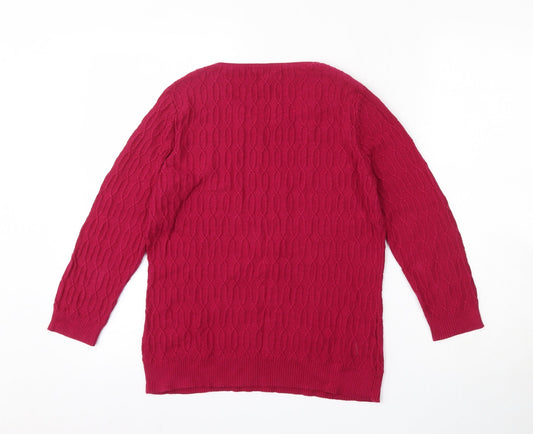 CC Womens Pink Round Neck  100% Cotton Pullover Jumper Size M