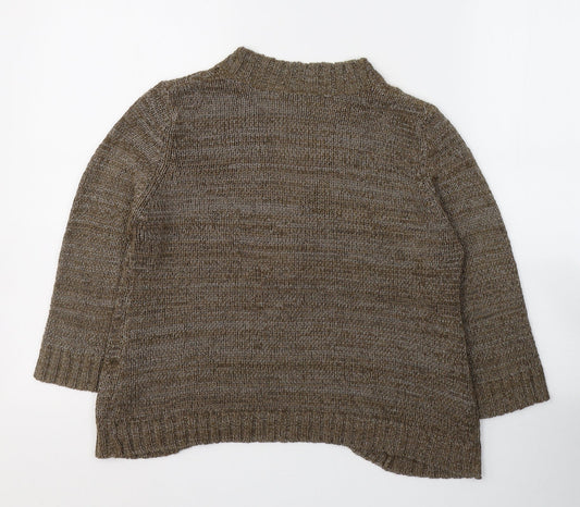 Evie Womens Brown V-Neck  Acrylic Cardigan Jumper Size 14
