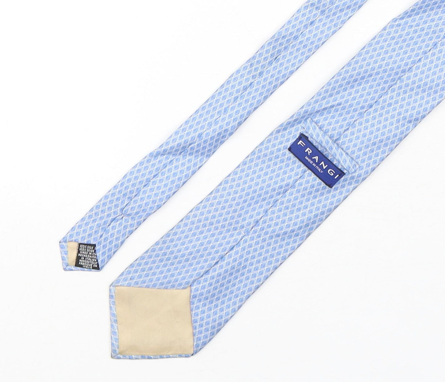 Frangi Mens Blue Geometric Silk Pointed Tie One Size