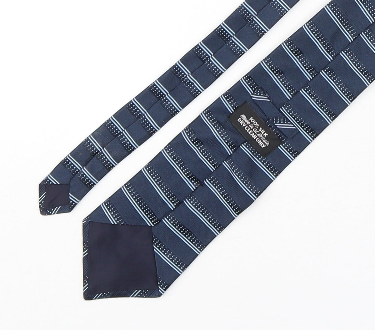Preworn Mens Blue Striped Silk Pointed Tie One Size