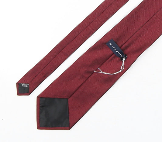 Atlas Design Mens Red Grenadine Polyester Pointed Tie One Size
