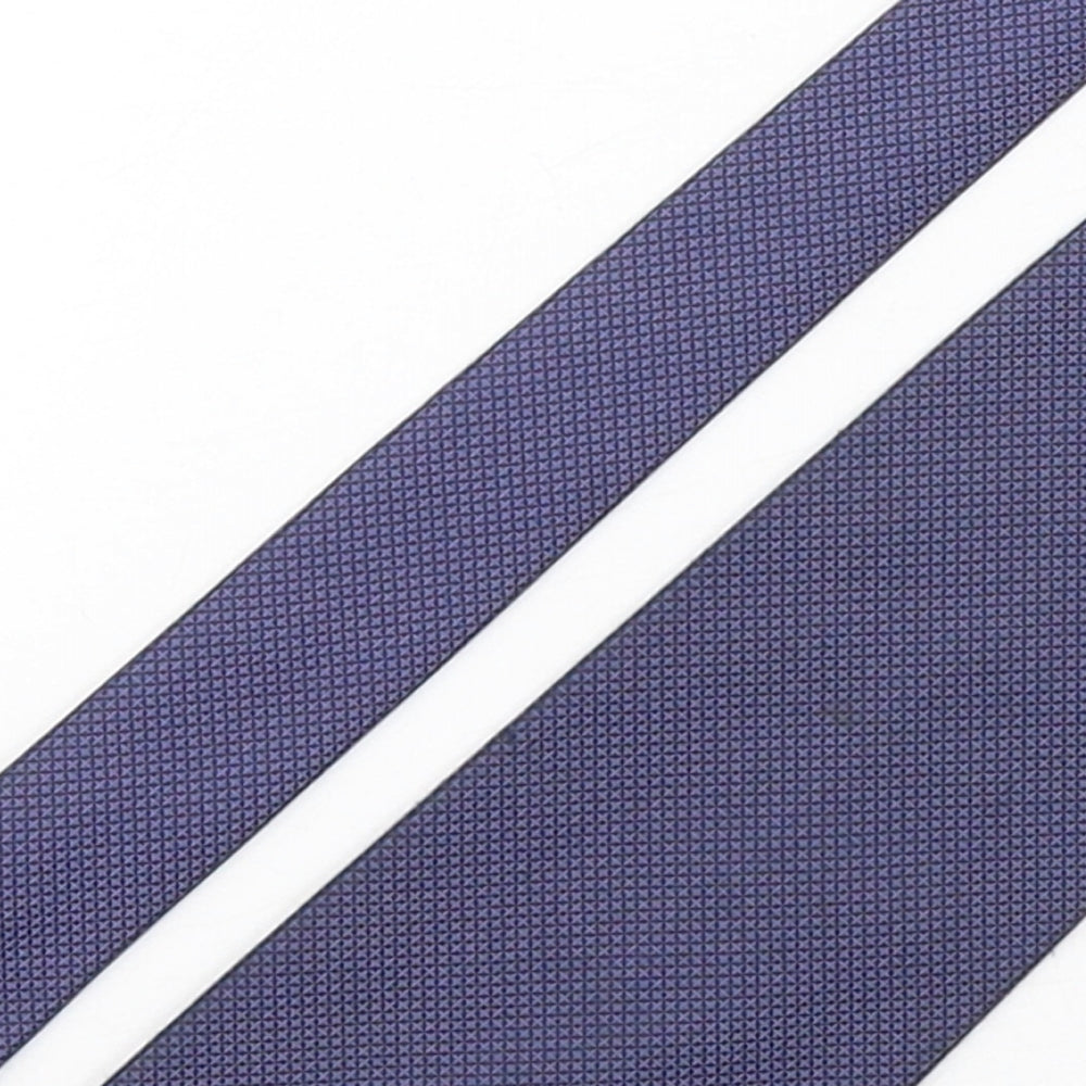 Burtn  Mens Blue Geometric Polyester Pointed Tie One Size