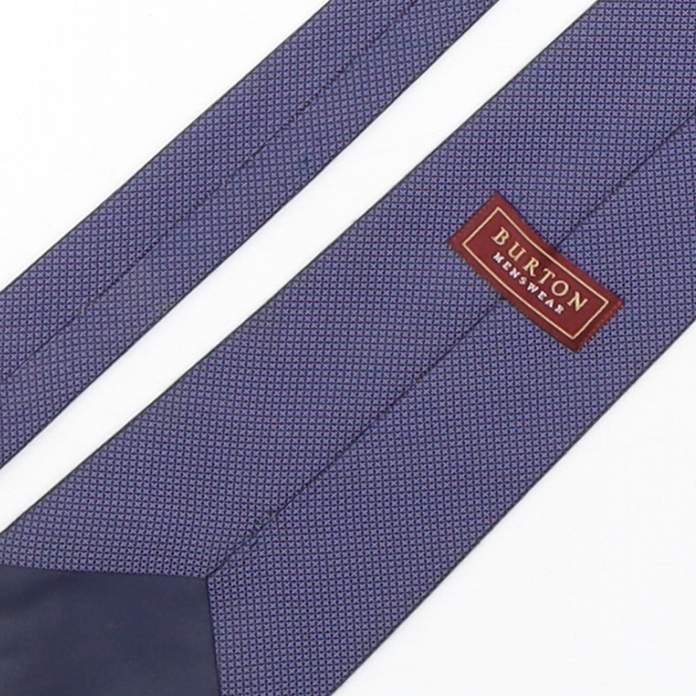 Burtn  Mens Blue Geometric Polyester Pointed Tie One Size