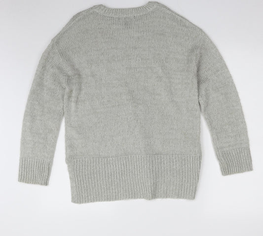 New Look Womens Grey Crew Neck  Acrylic Pullover Jumper Size S