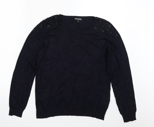 Debenhams Womens Blue Crew Neck  Viscose Pullover Jumper Size 12