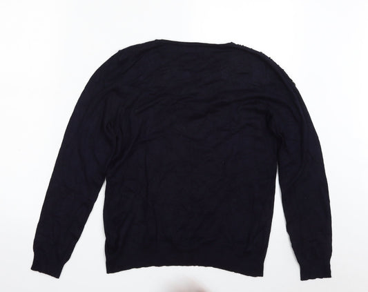 Debenhams Womens Blue Crew Neck  Viscose Pullover Jumper Size 12