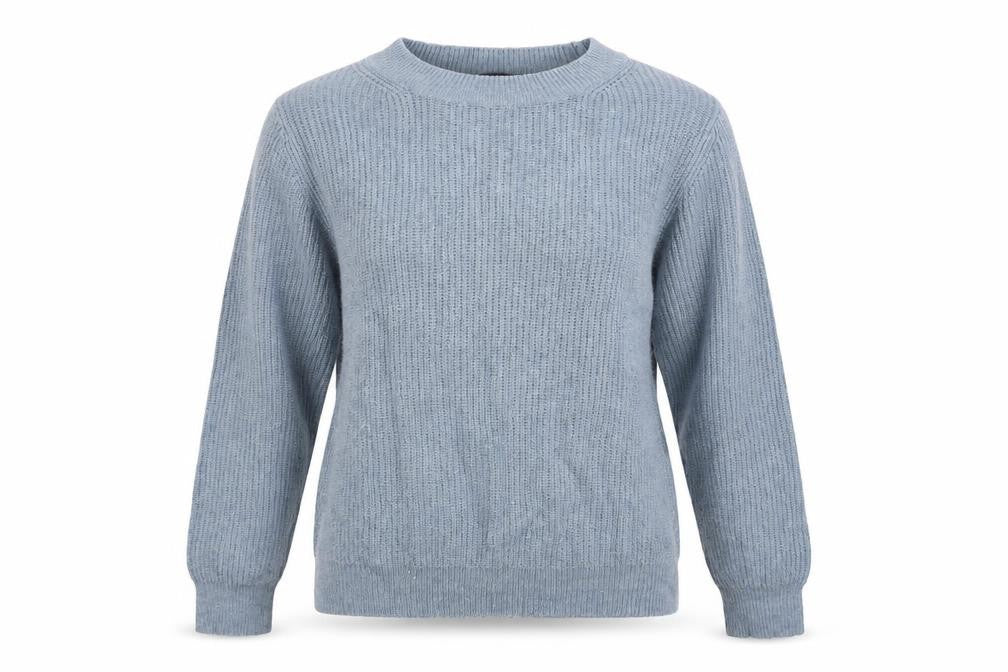 Marks and Spencer Womens Blue Crew Neck  Acrylic Pullover Jumper Size 8