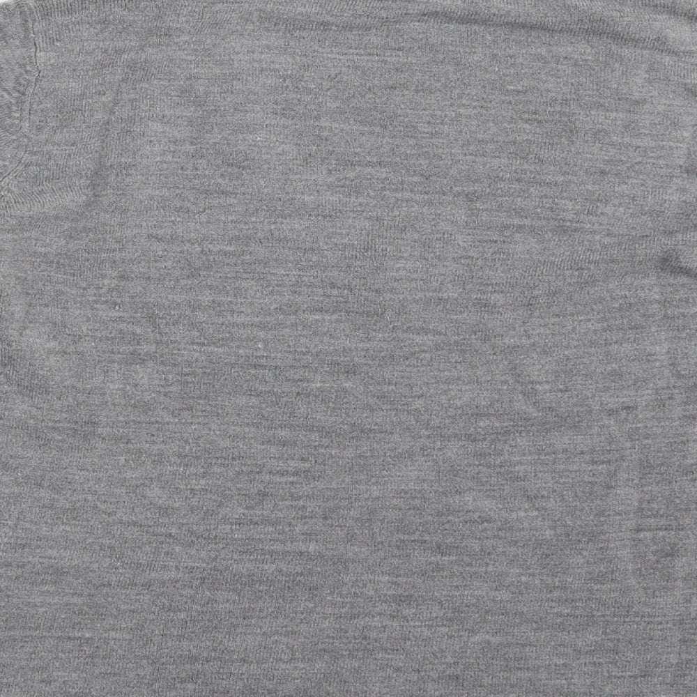 BHS Womens Grey V-Neck  Acrylic Pullover Jumper Size 16