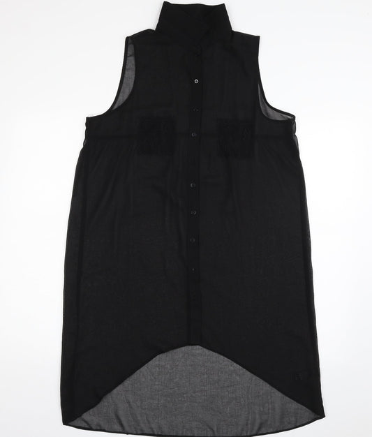 G21 Womens Black  Polyester Basic Button-Up One Size Collared