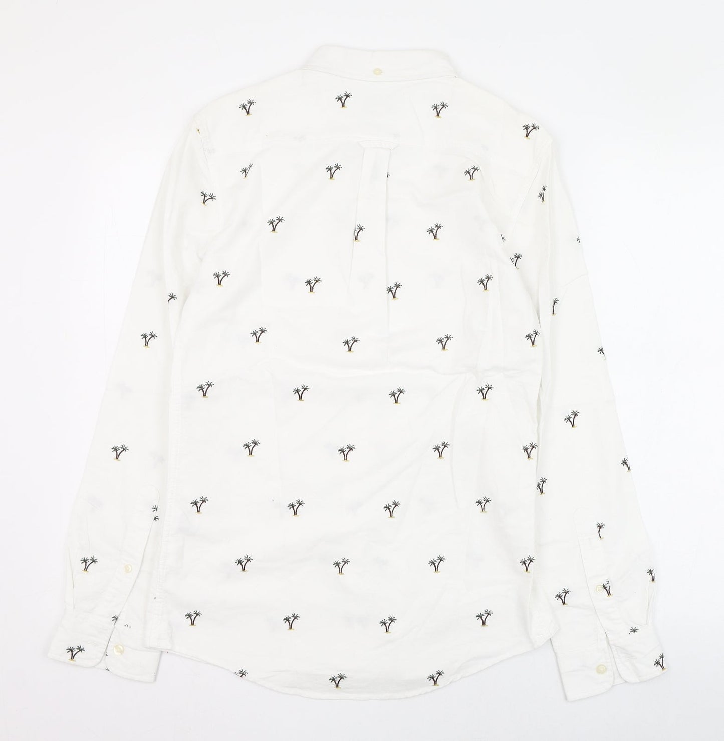 Jack Wills Mens White  Cotton  Dress Shirt Size XS Collared Button - Palm Tree