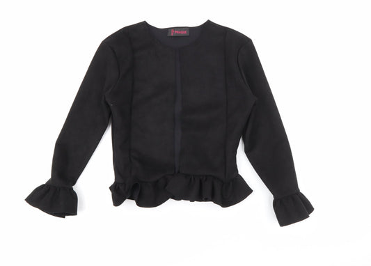 Prague Womens Black Round Neck  Polyester Cardigan Jumper Size 8