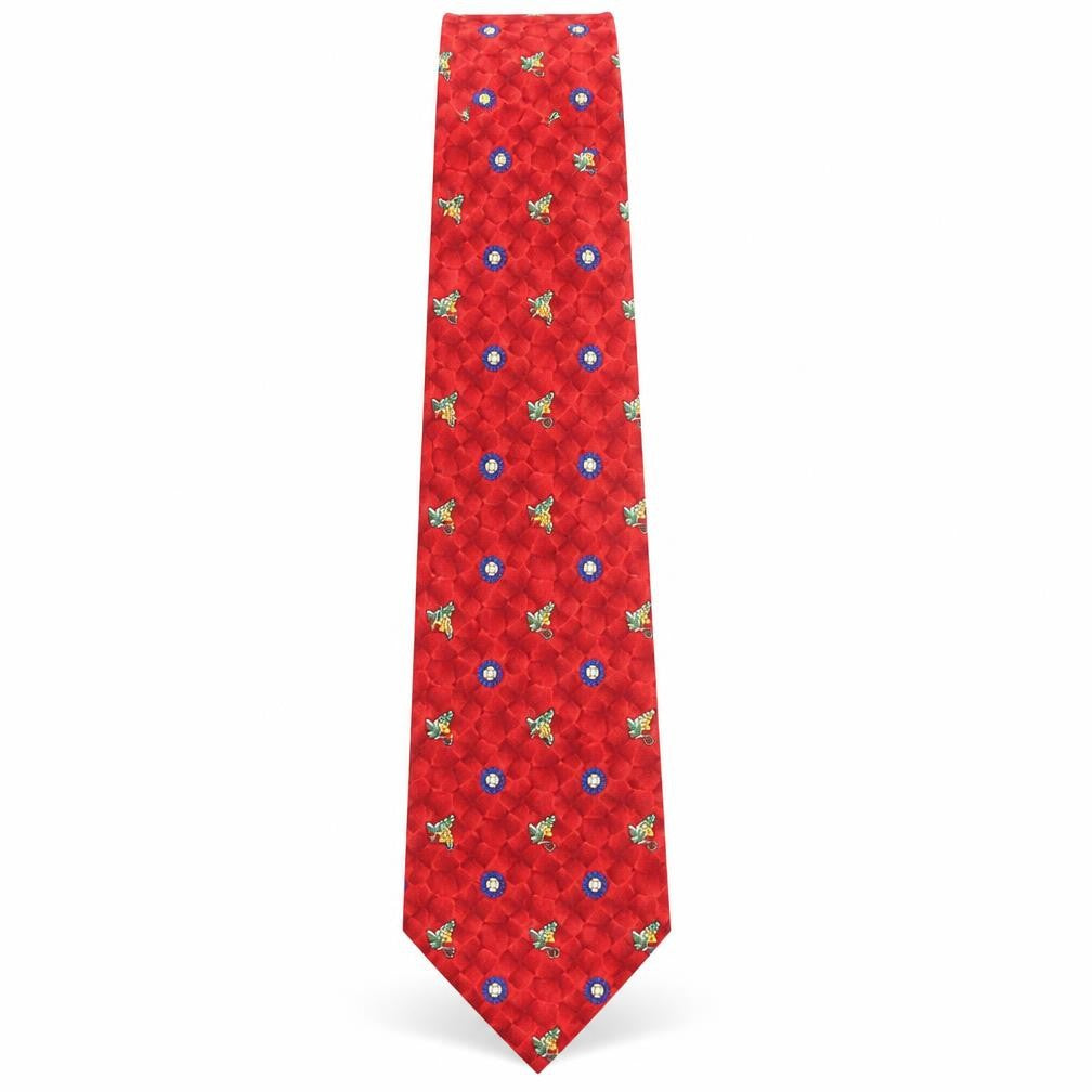 PreWorn  Mens Red Geometric Silk Pointed Tie One Size