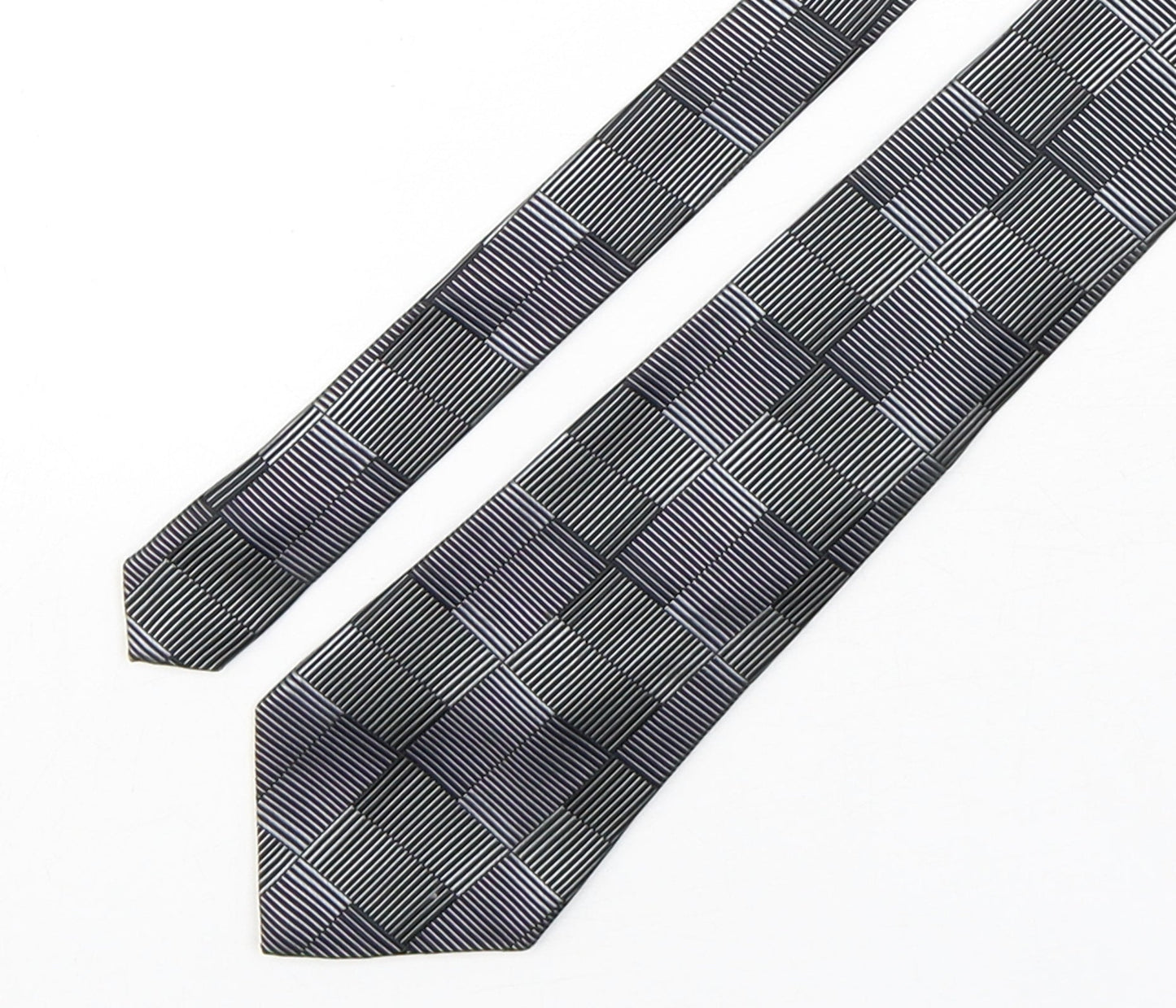 Rutherford Mens Grey Geometric Silk Pointed Tie One Size