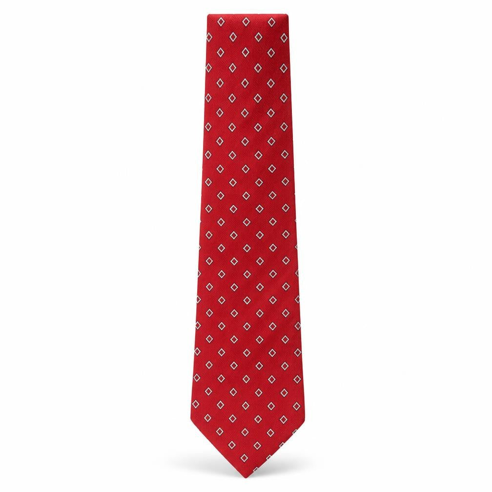 La Corona  Mens Red Geometric Silk Pointed Tie One Size