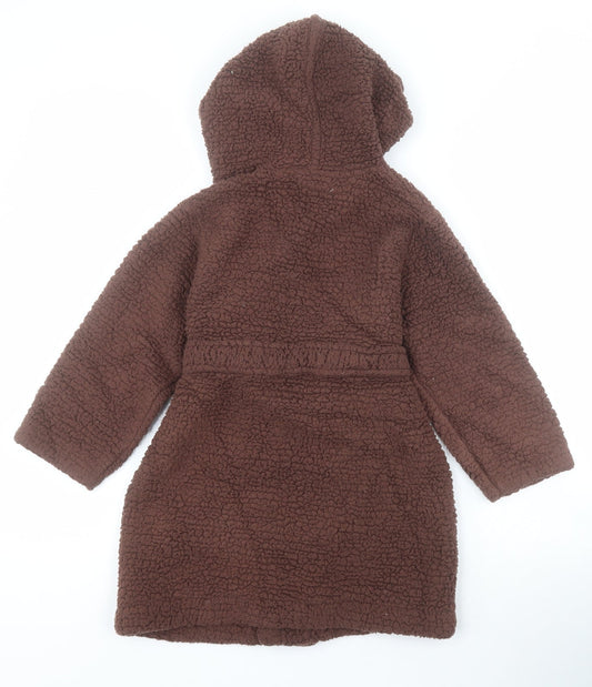 Bluezoo Boys Brown  Polyester  Robe Size 3-4 Years  Tie - Ears on hood