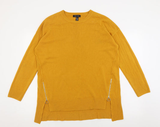New Look Womens Yellow Crew Neck  Acrylic Pullover Jumper Size 12
