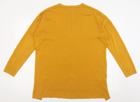 New Look Womens Yellow Crew Neck  Acrylic Pullover Jumper Size 12