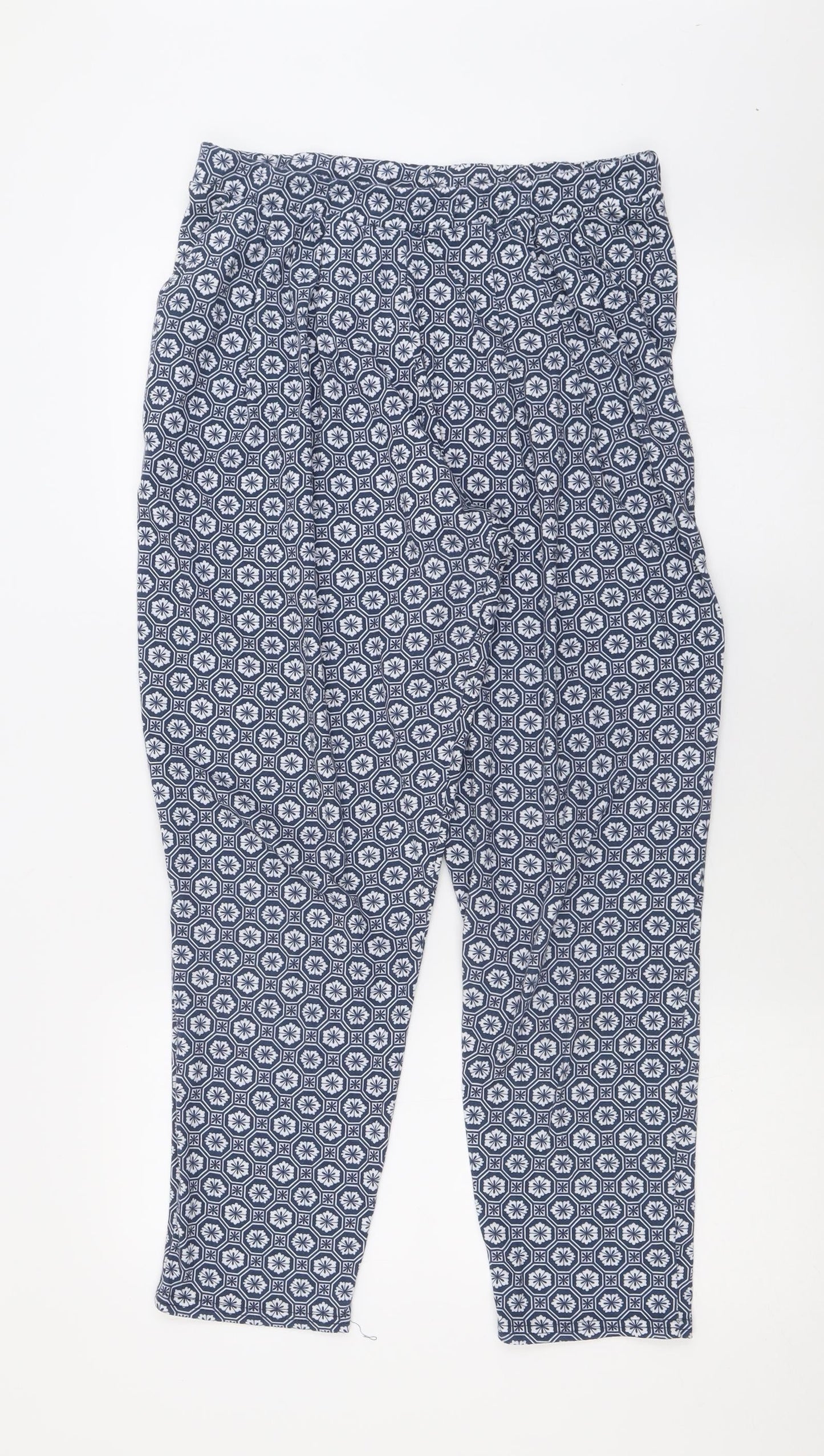 So Fabulous Womens Blue Geometric Polyester Bloomer Trousers Size 18 L28 in Regular