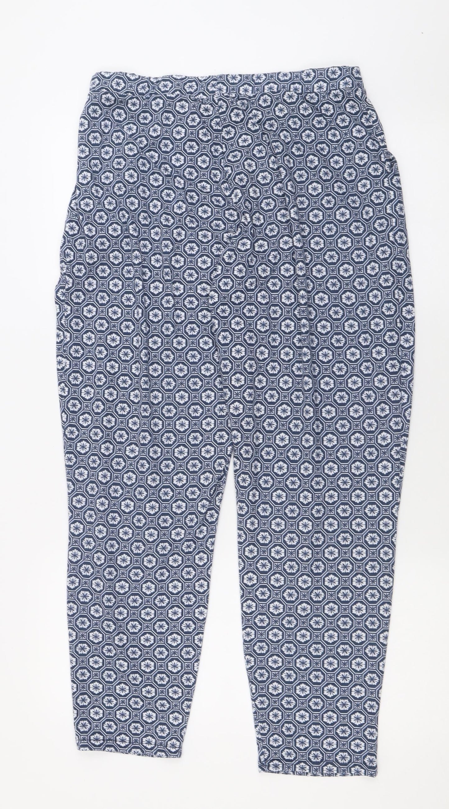 So Fabulous Womens Blue Geometric Polyester Bloomer Trousers Size 18 L28 in Regular