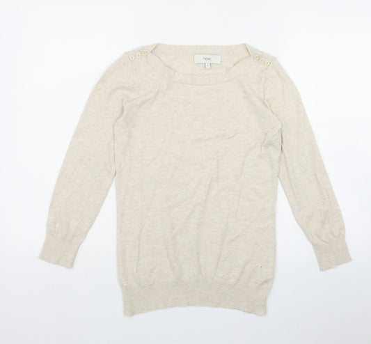 NEXT Womens Beige Round Neck  Cotton Pullover Jumper Size 8