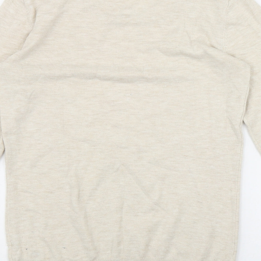 NEXT Womens Beige Round Neck  Cotton Pullover Jumper Size 8