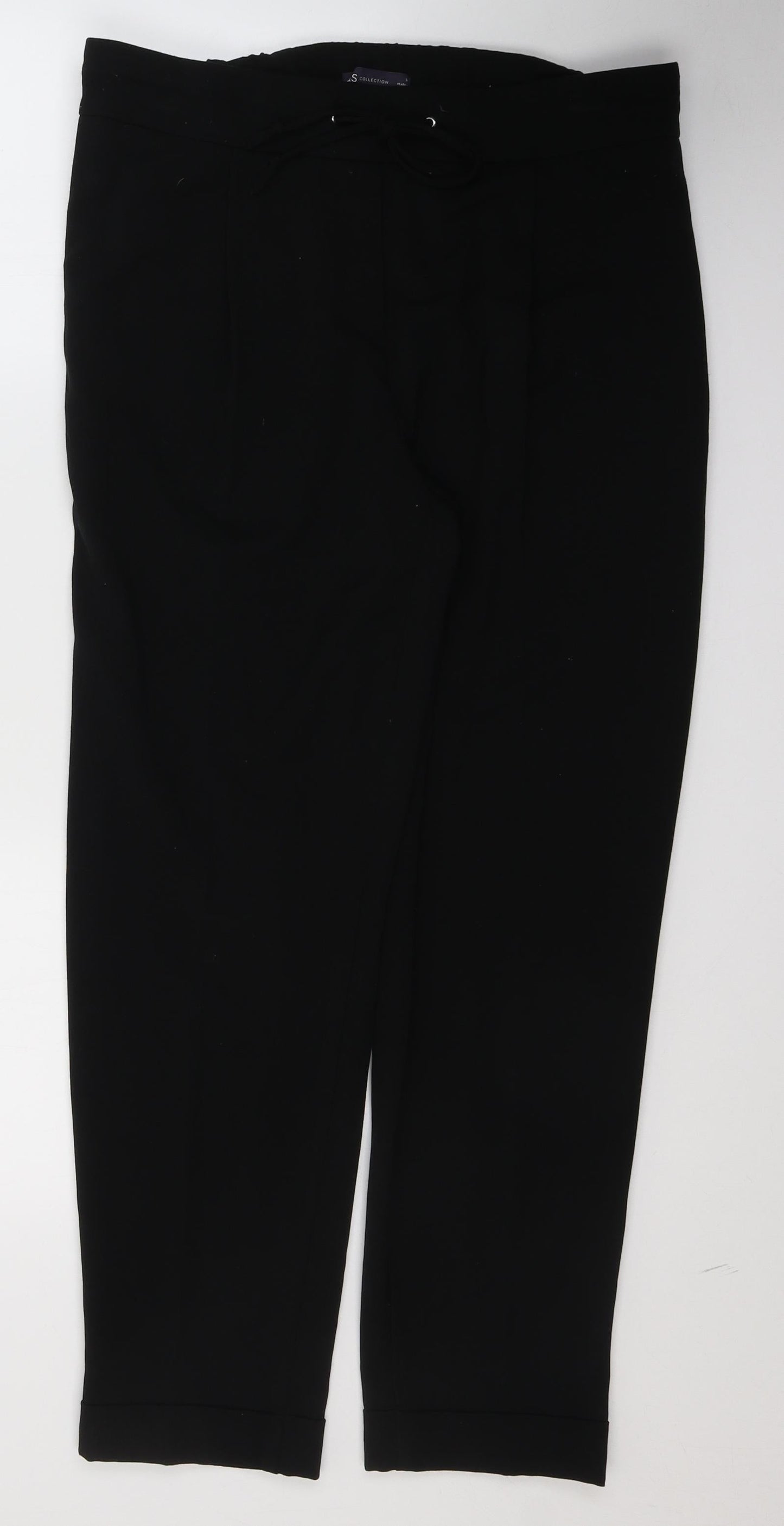 Marks and Spencer Womens Black  Polyester Trousers  Size 14 L27 in Regular Button