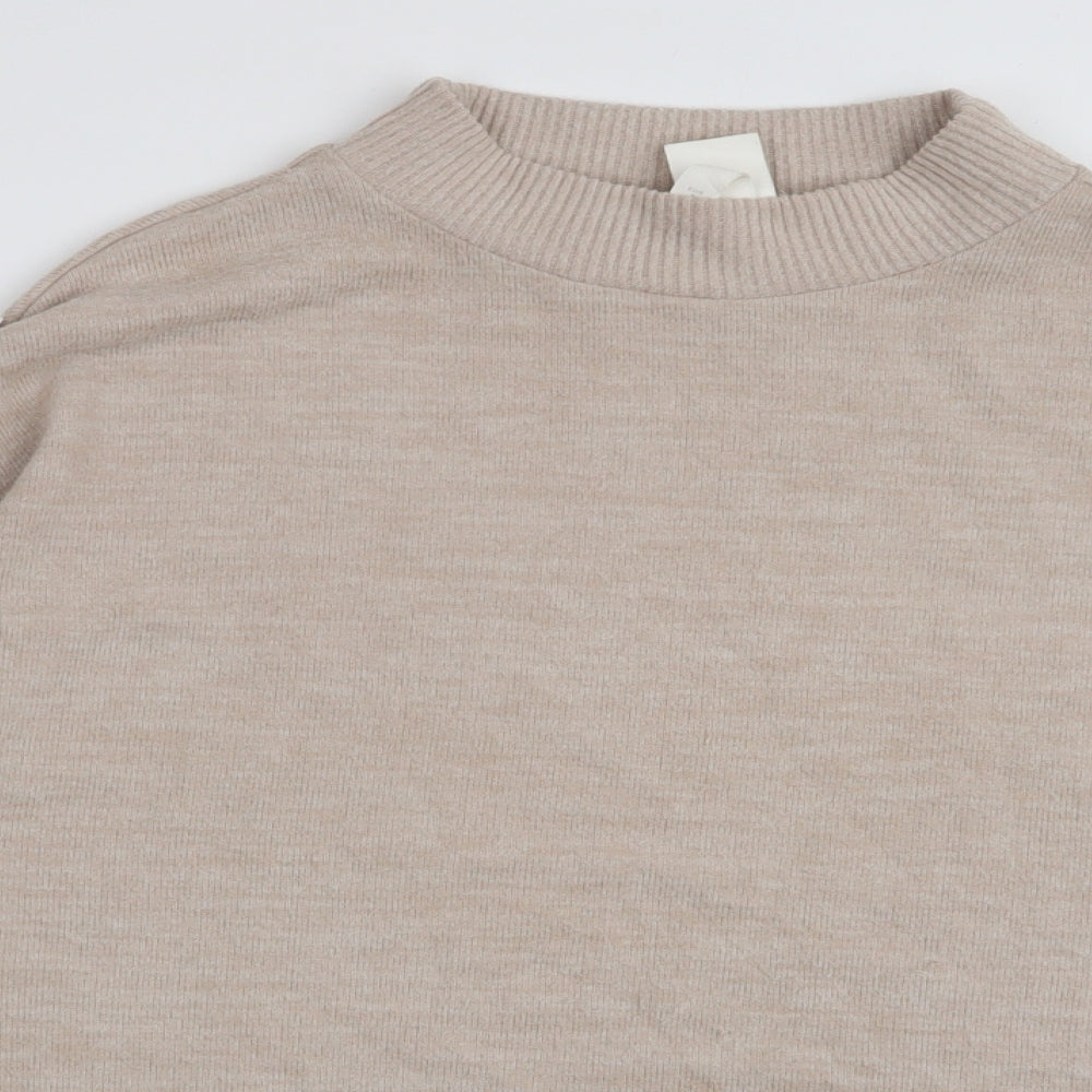 H&M Womens Beige High Neck  Polyester Pullover Jumper Size S