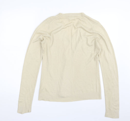 NEXT Womens Beige V-Neck  Acrylic Pullover Jumper Size 12