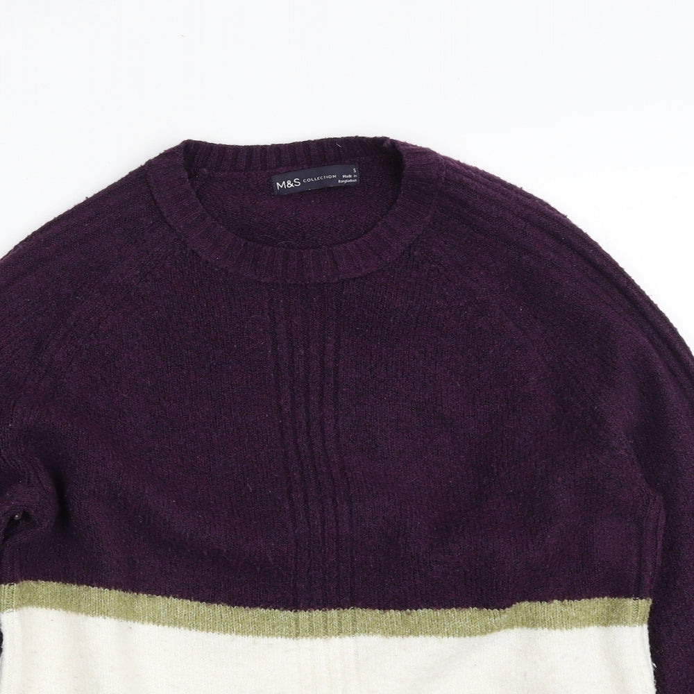 Marks and Spencer Womens Purple Crew Neck  Acrylic Pullover Jumper Size S