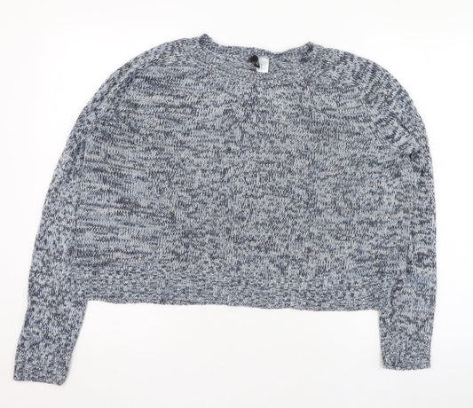 H&M Womens Blue Round Neck  Acrylic Pullover Jumper Size M