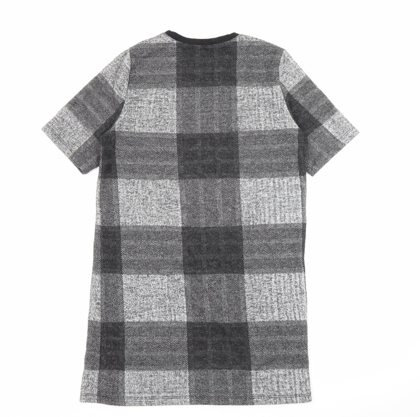River Island Womens Grey Check Polyester Jumper Dress  Size 8  Crew Neck