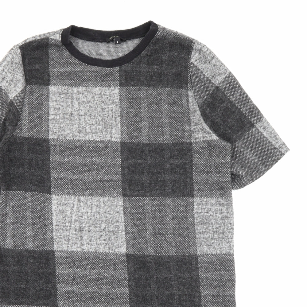 River Island Womens Grey Check Polyester Jumper Dress  Size 8  Crew Neck