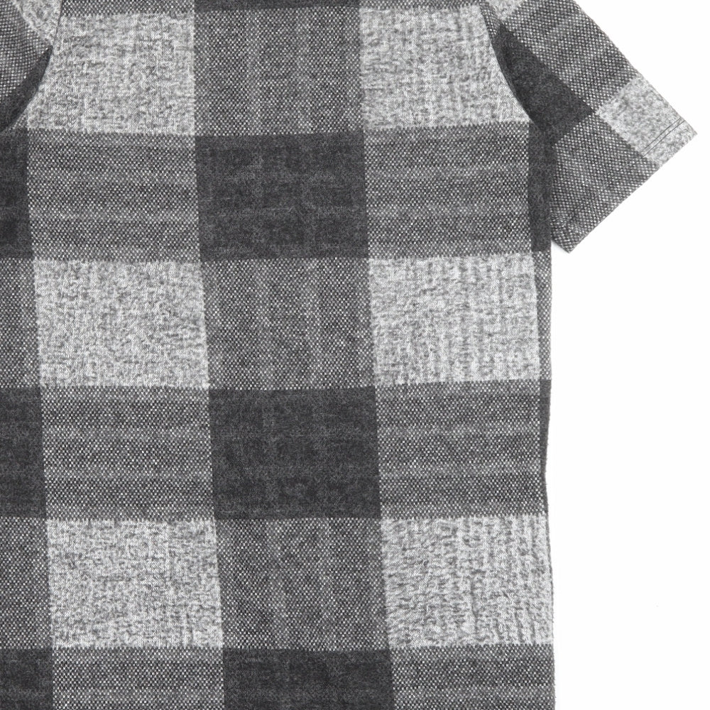 River Island Womens Grey Check Polyester Jumper Dress  Size 8  Crew Neck