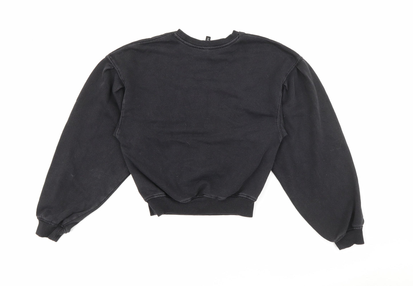 H&M Womens Black Crew Neck  Cotton Pullover Jumper Size S