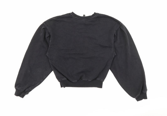 H&M Womens Black Crew Neck  Cotton Pullover Jumper Size S