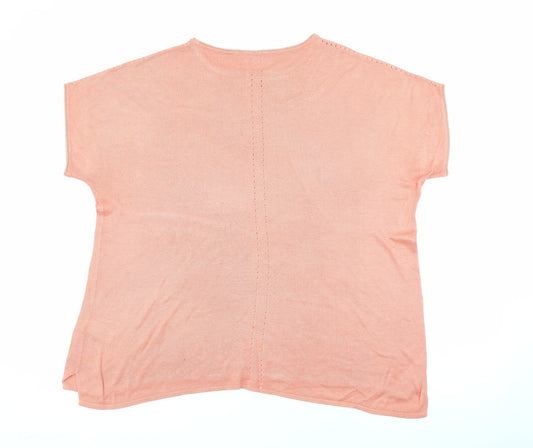 NEXT Womens Orange Round Neck  Viscose Pullover Jumper Size 16