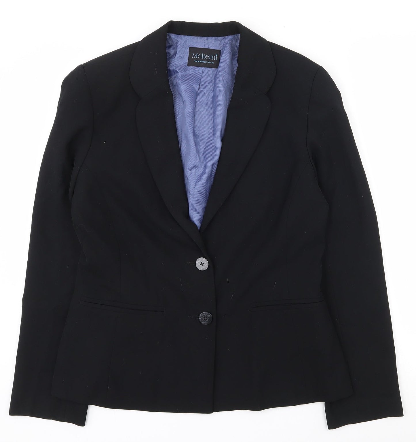 Meltemi Womens Black  100% Polyester Jacket Suit Jacket Size 12   - Shoulder pads