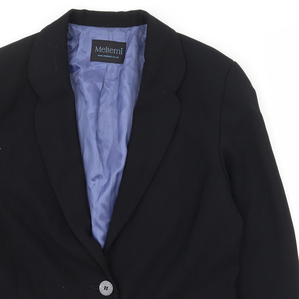 Meltemi Womens Black  100% Polyester Jacket Suit Jacket Size 12   - Shoulder pads