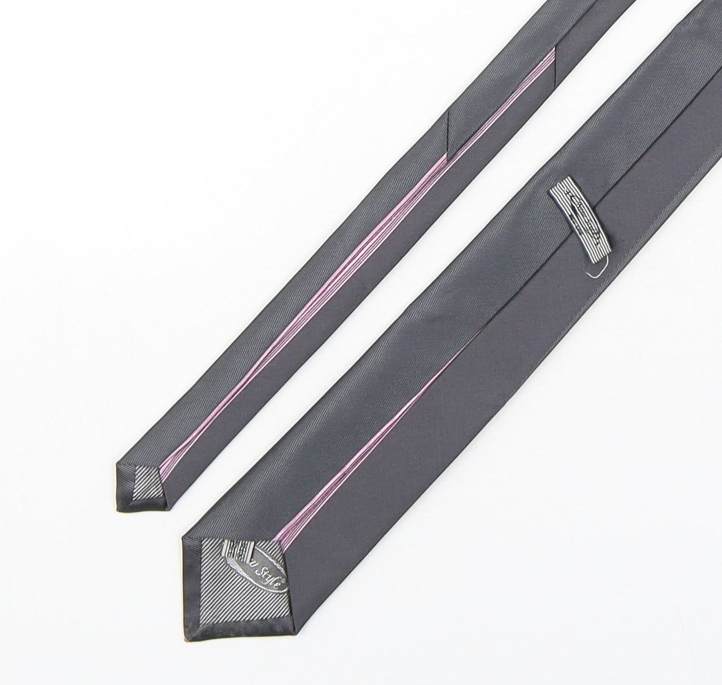 New Style  Mens Silver Striped Polyester Pointed Tie One Size