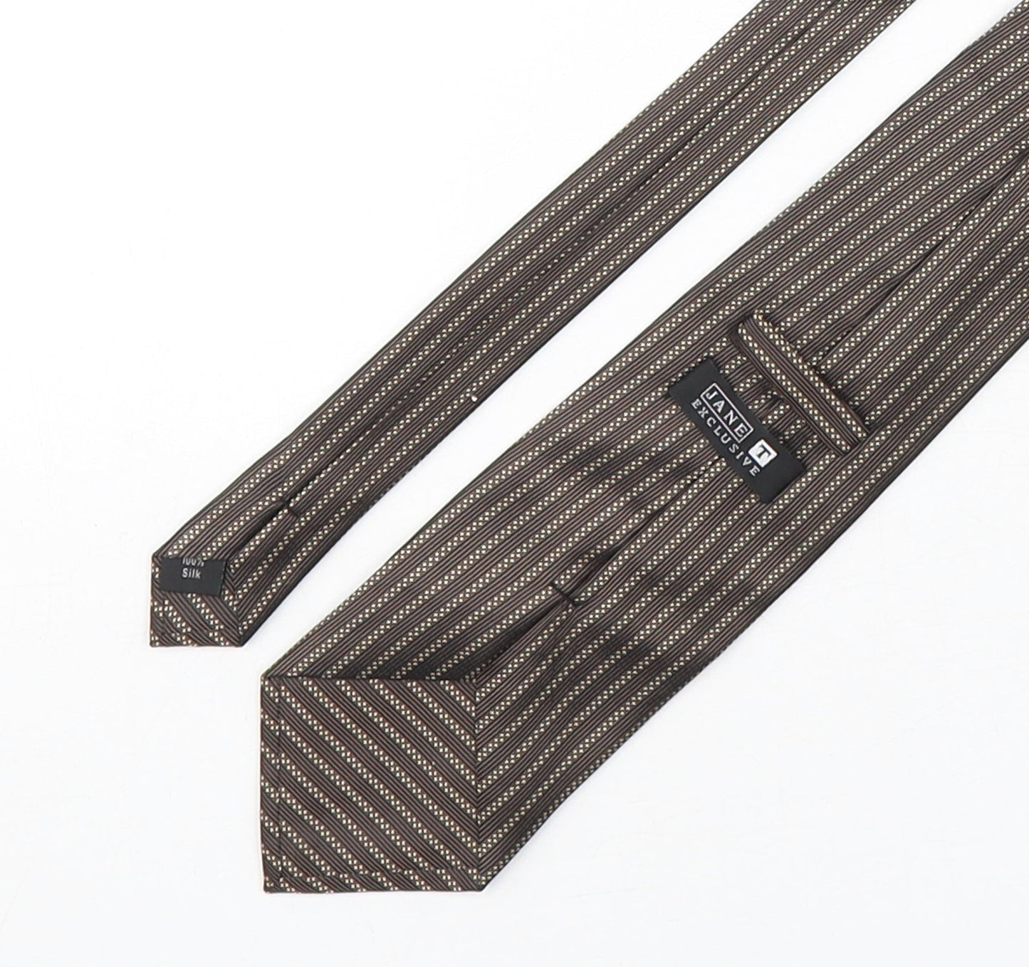 Jane  Mens Brown Geometric Silk Pointed Tie One Size