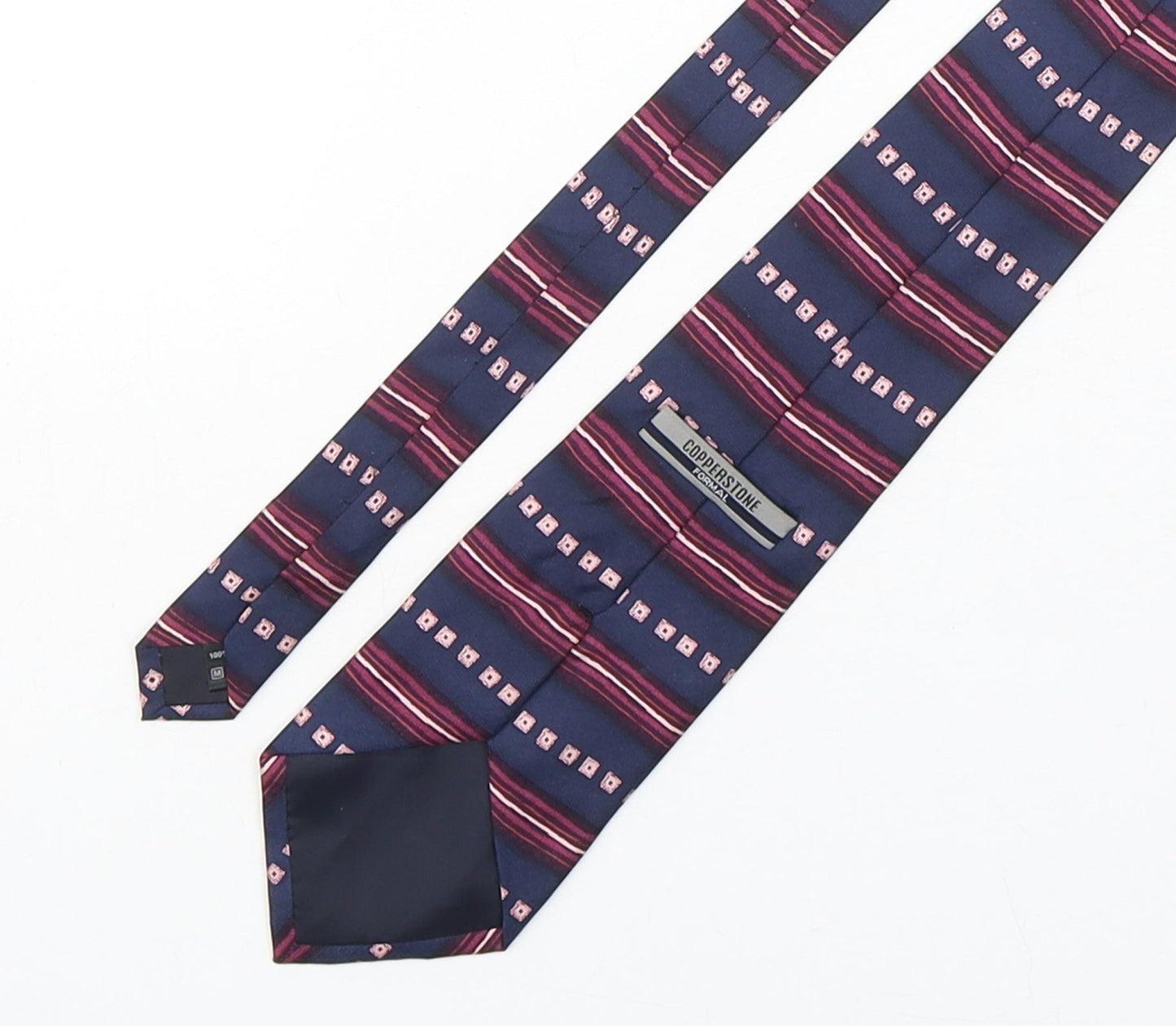 Copperstone Mens Multicoloured Geometric Silk Pointed Tie One Size