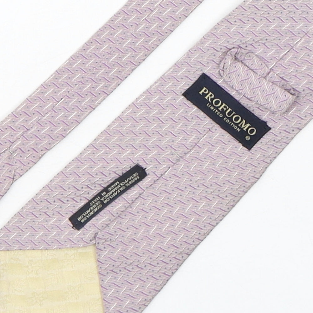 Profuomo  Mens Purple Geometric Silk Pointed Tie One Size