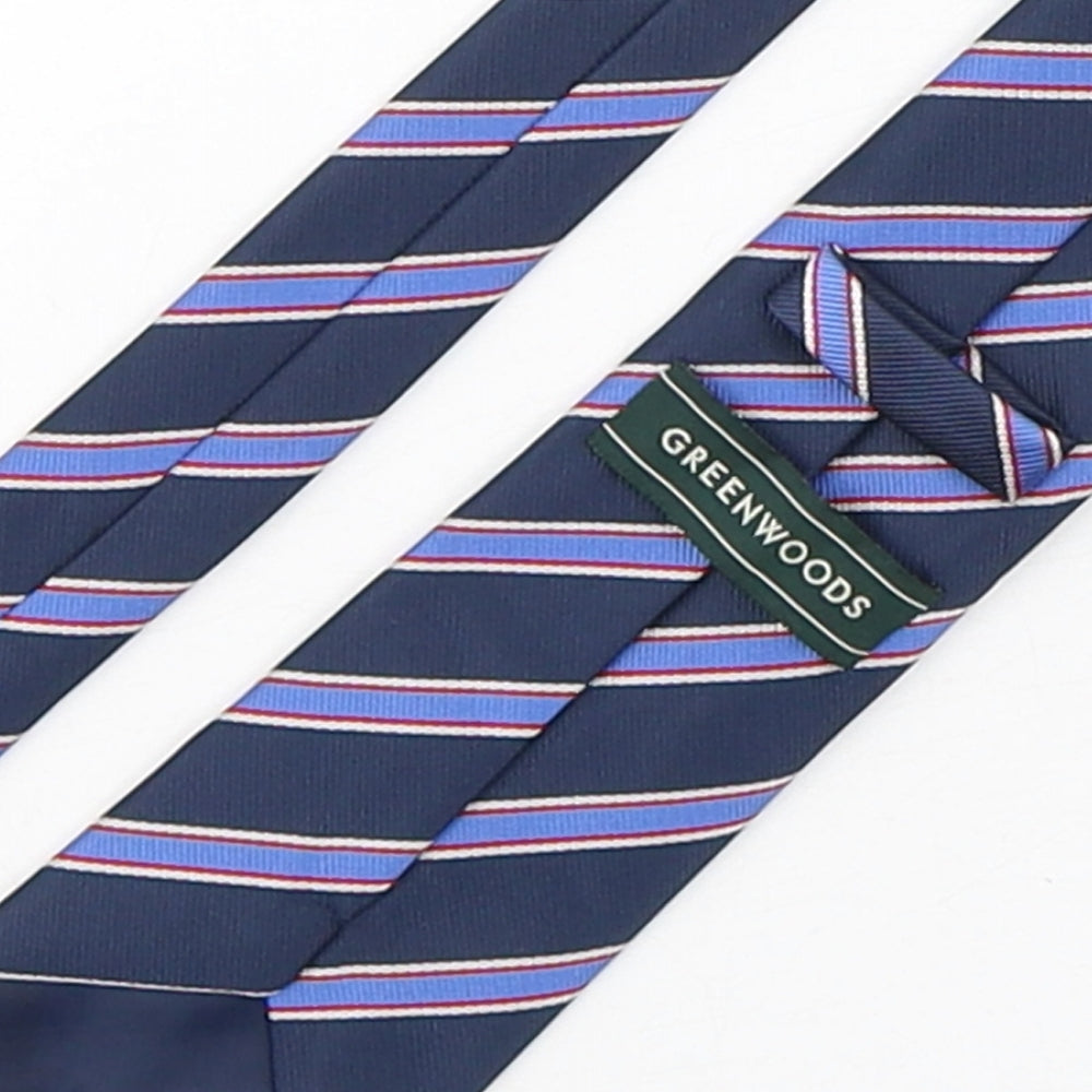 Greenwoods  Mens Multicoloured Striped Polyester Pointed Tie One Size