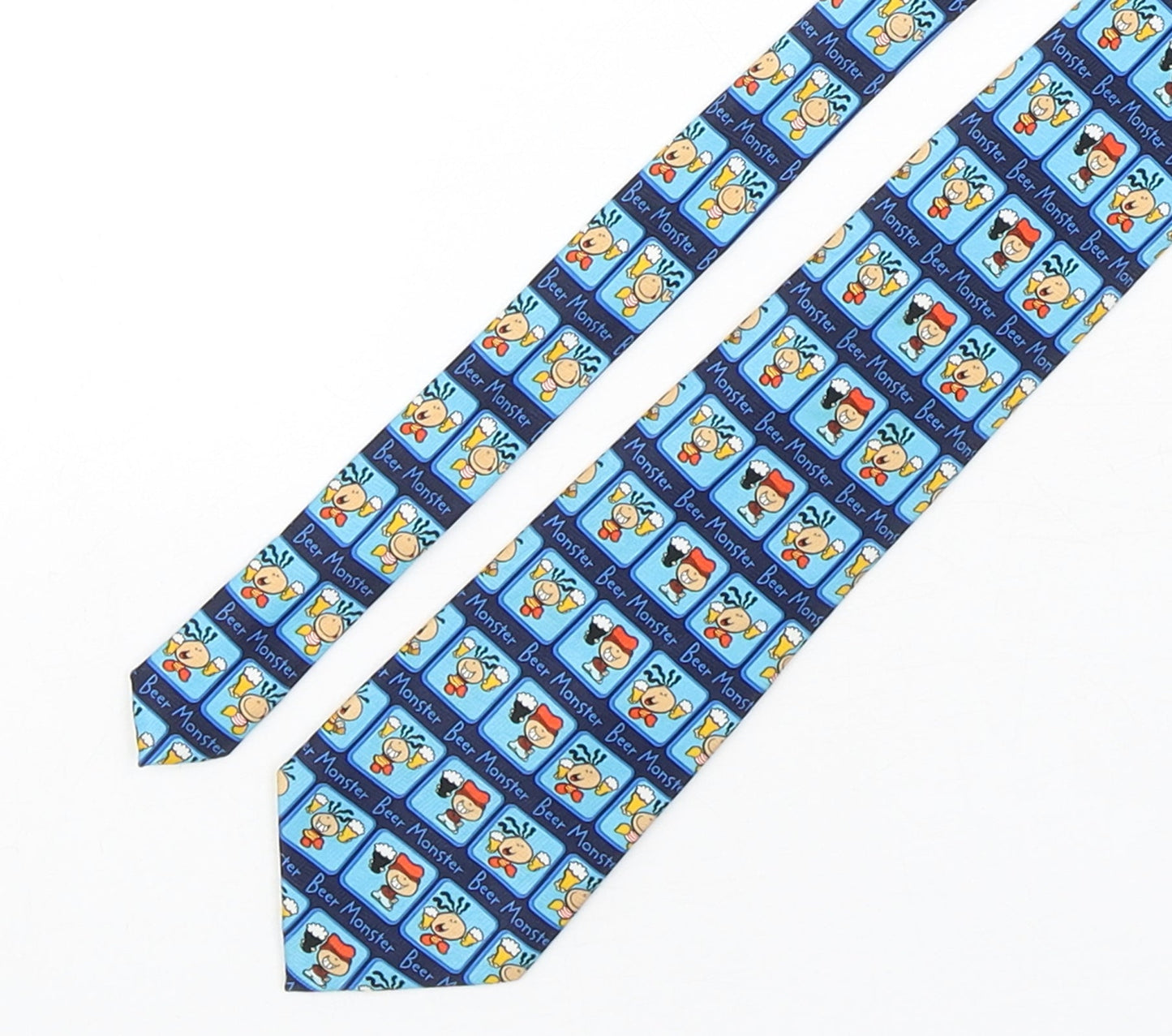 BubbleGum Mens Blue Geometric Polyester Pointed Tie One Size