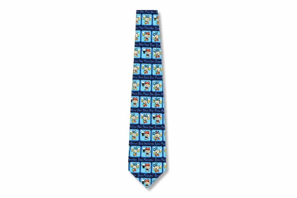 BubbleGum Mens Blue Geometric Polyester Pointed Tie One Size